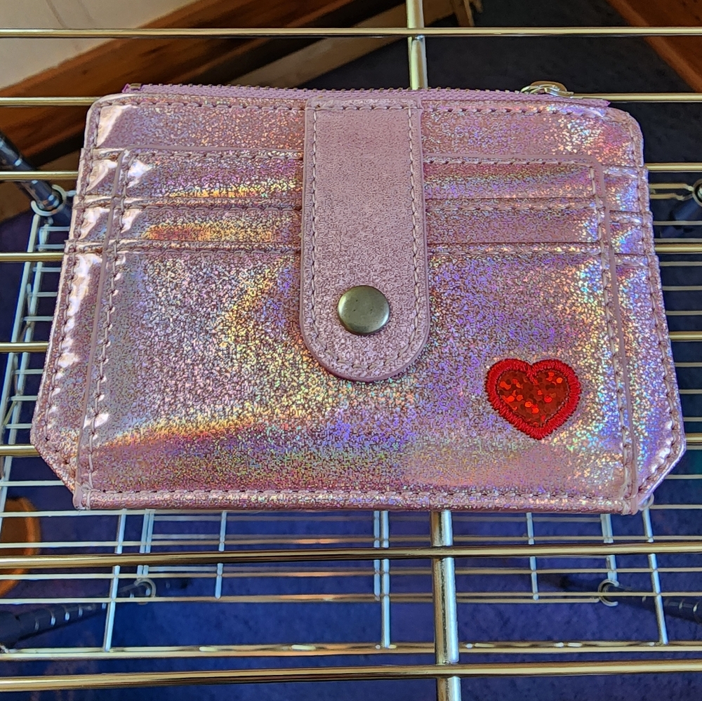 Pink Sparkly Holographic Mini Wallet Card Holder